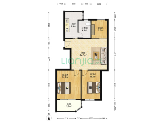 柳营花园西区 3室1厅1卫 96平方