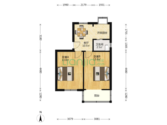 二十二中宿舍楼 2室1厅1卫 56平方