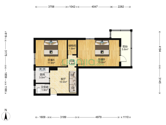 小红庙南里 2室1厅1卫 68平方