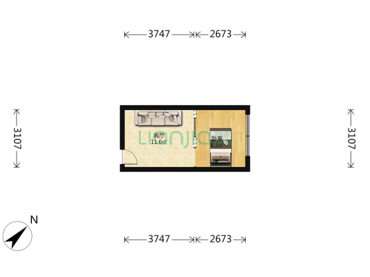 沈阳路14号 1室1厅0卫 30平方