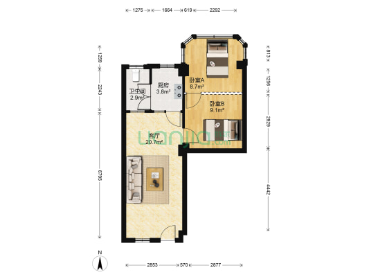 晓港东一马路 2室1厅1卫 55平方