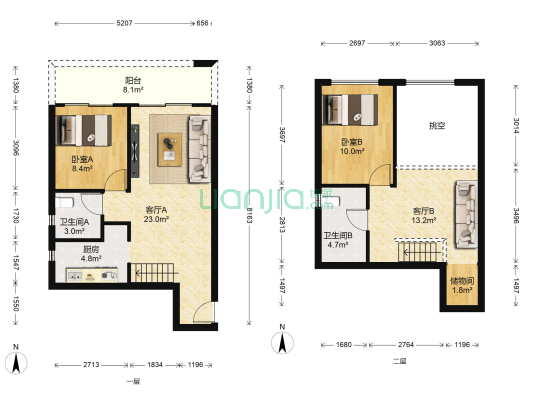 邦华星际广场二期 2室2厅2卫 70平方