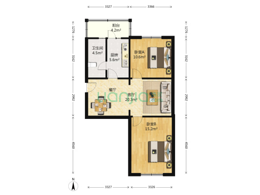 东塔安居 2室1厅1卫 76平方