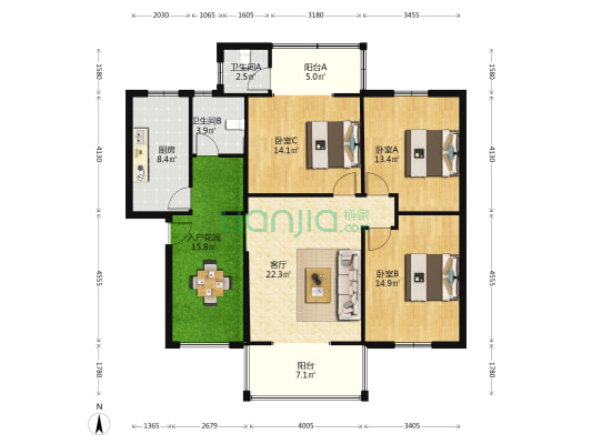 虹桥巷 3室1厅2卫 130平方