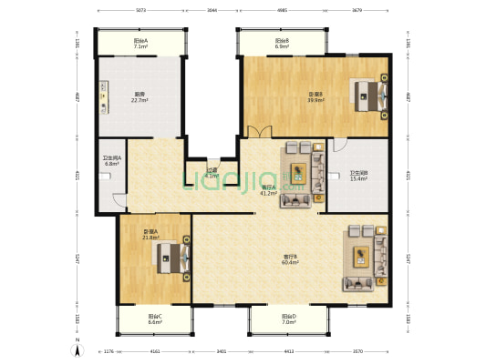 黄河小区 2室2厅2卫 304平方