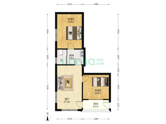 黄坡山 2室1厅1卫 61平方