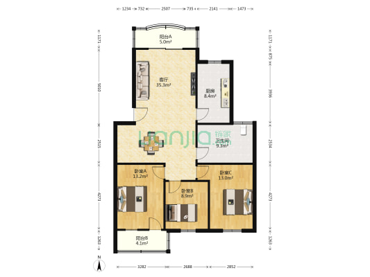 樊城區教師公寓 3室1厅1卫 113平方