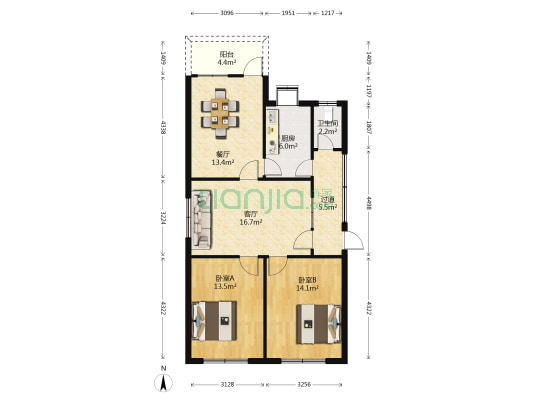水南街160号 2室2厅1卫 89平方