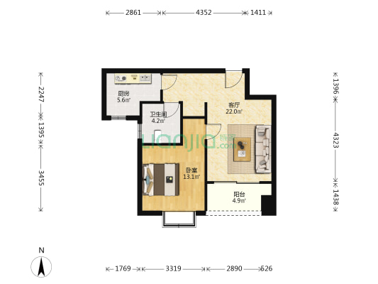 逸庭苑 1室1厅1卫 69平方