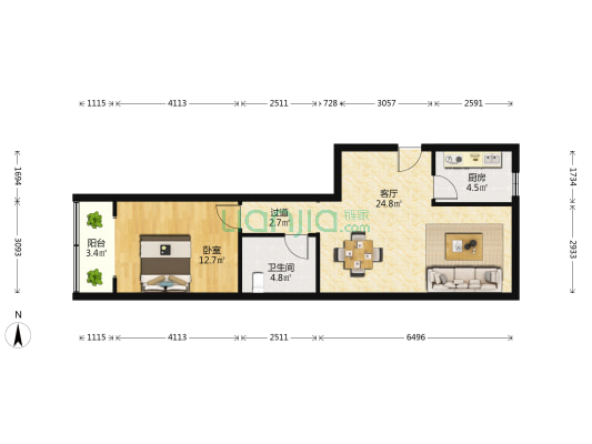 博平路 1室1厅1卫 76平方