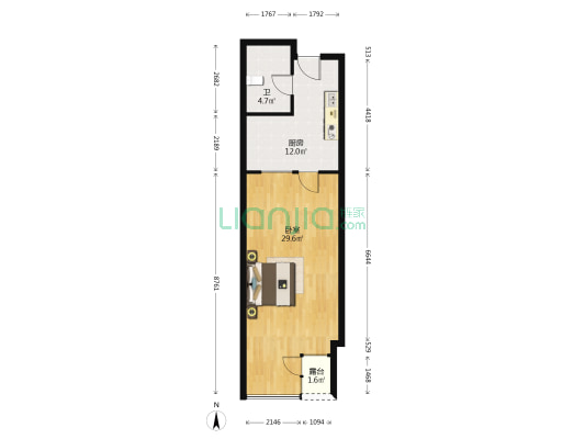 西美大厦 1室0厅1卫 69平方