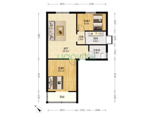 柴林公寓 2室1厅1卫 78平方
