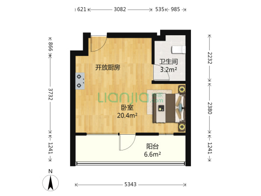铭熙水岸二期 1室0厅1卫 66平方