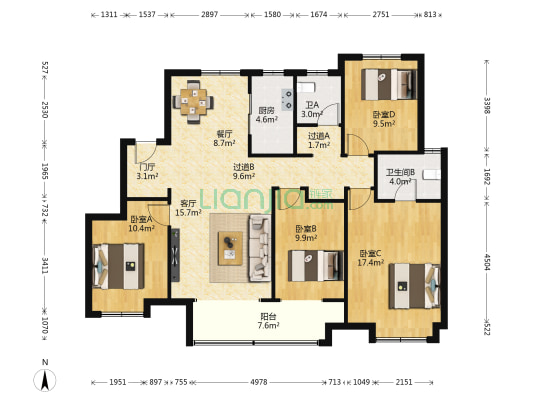 新城·悦隽江山 4室2厅2卫 143平方