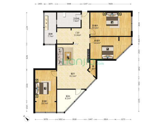 方池街8号 3室1厅1卫 158平方