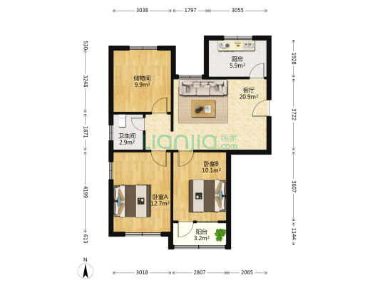 开发区管委小区 2室1厅1卫 83平方