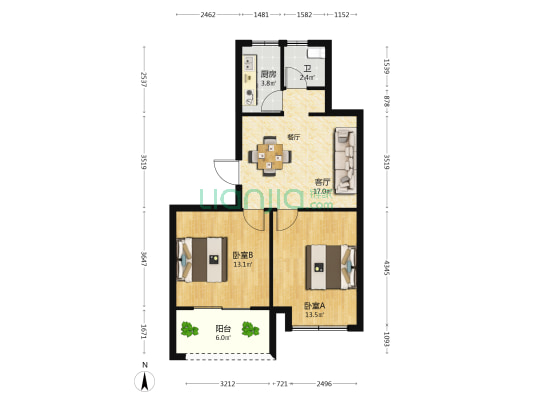 怡水嘉苑 2室1厅1卫 75平方