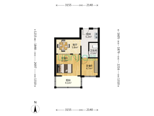 永丰巷 2室1厅1卫 37平方