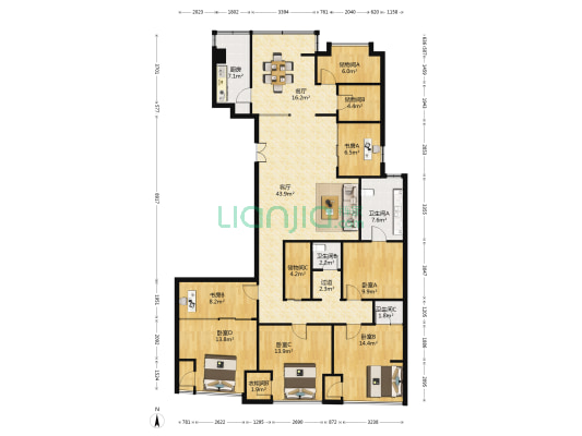 汇金广场 6室2厅3卫 242平方