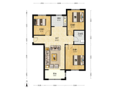 南北通透三居室 中高楼层 景观好 安静无噪音-涿州鹏渤印象城牛津花园户型图