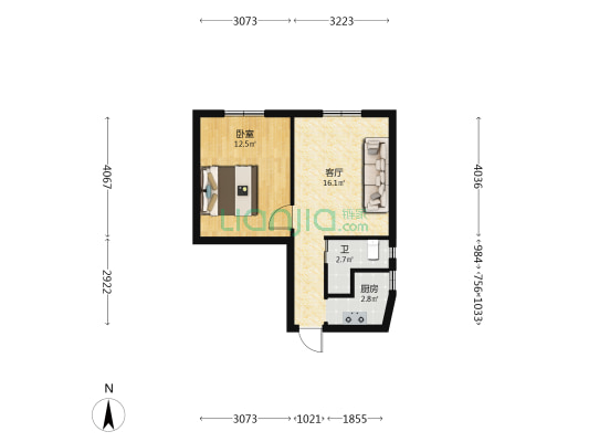 国色天香 1室1厅1卫 47平方