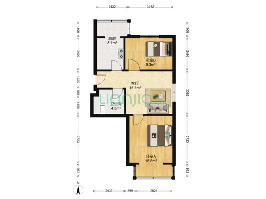 人和二期 2室1厅1卫 69平方