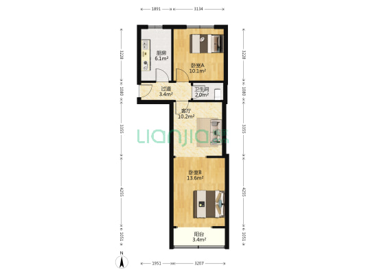 建材一厂宿舍 2室1厅1卫 58平方