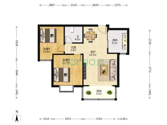 盛益华苑 2室1厅1卫 91平方