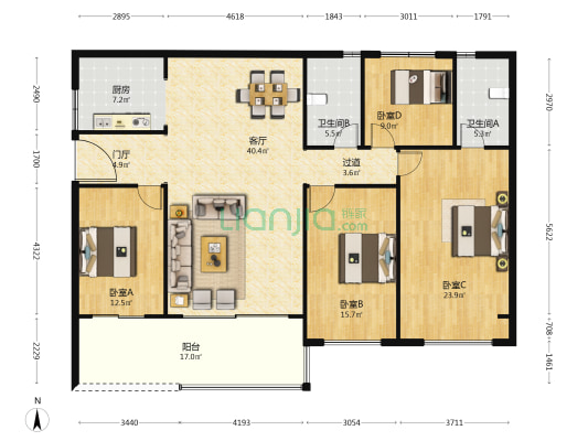 未来城市 4室1厅2卫 181平方