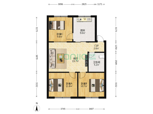 小店街办宿舍 3室1厅1卫 84平方