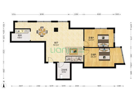 鑫隆帝豪 2室1厅1卫 113平方