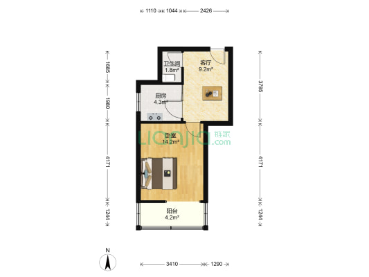 淮河路436号 1室1厅1卫 38平方