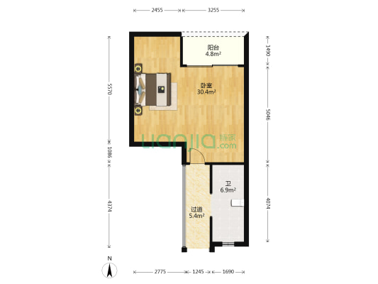 碧桂园城市花园公寓 1室0厅1卫 85平方