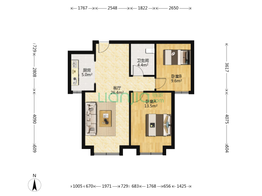 暖塘欣昌苑 2室1厅1卫 84平方