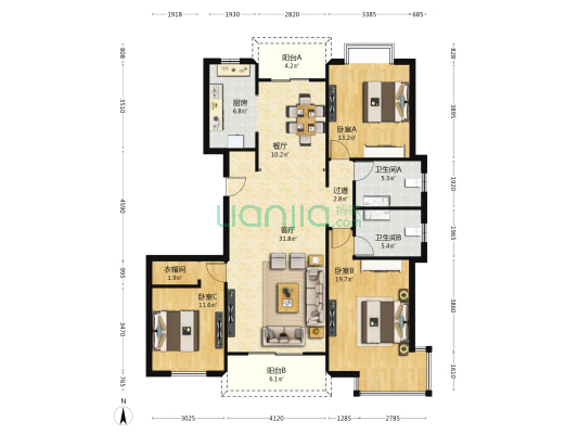 安居兰庭 3室2厅2卫 147平方
