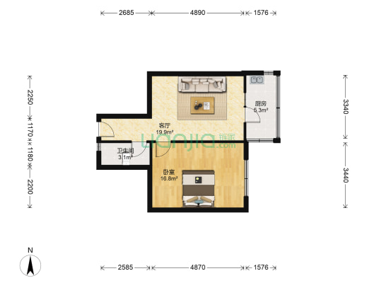 李七庄北里 1室1厅1卫 57平方