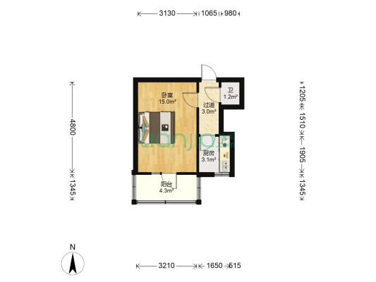 永进楼 1室0厅1卫 32平方