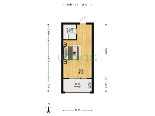 克拉公寓 1室0厅1卫 46平方