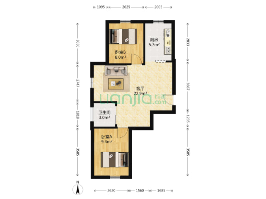 新星宇左岸 2室1厅1卫 71平方