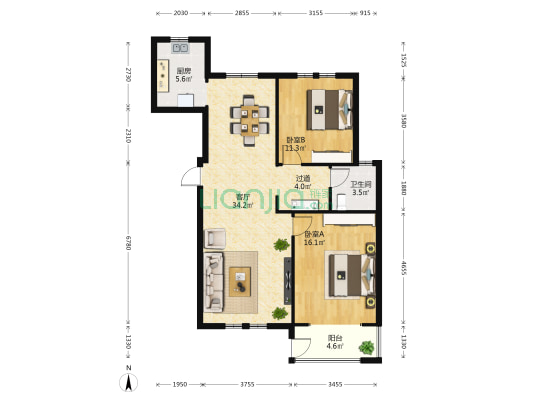 春满园 2室1厅1卫 108平方