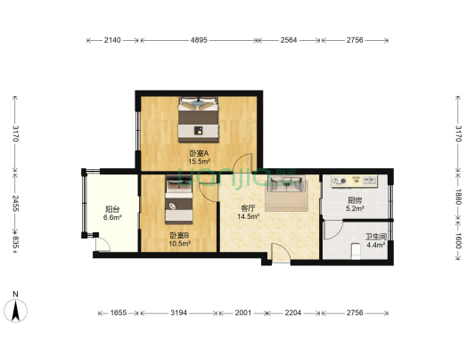 铁路九千平小区 2室1厅1卫 73平方