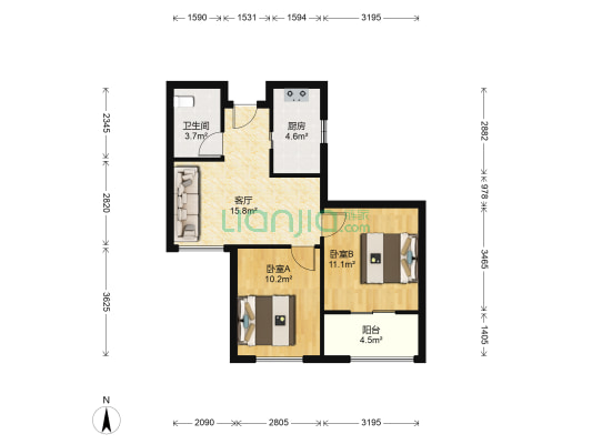 海怡新城锦云苑 2室1厅1卫 73平方