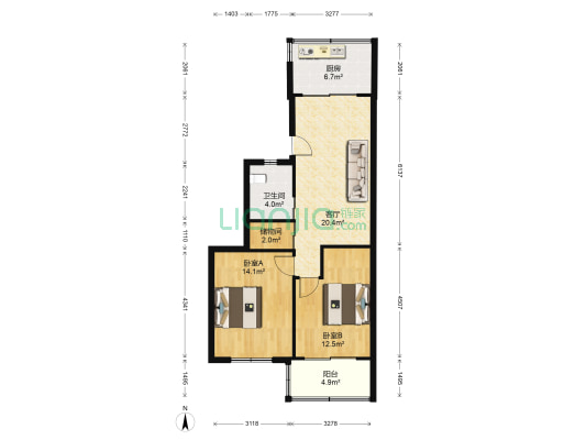 飞虹大楼 2室1厅1卫 71平方