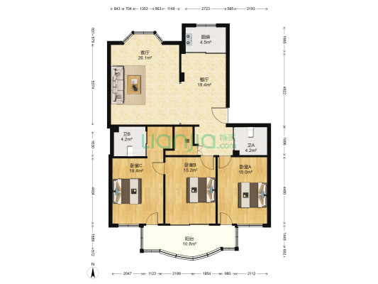 南华小区 3室2厅2卫 135平方