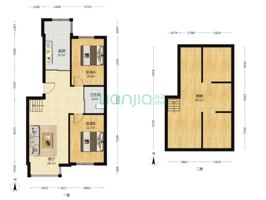 赵家小区 2室1厅1卫 84平方