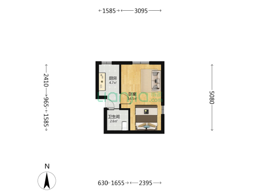 福州路614弄 1室0厅1卫 29平方