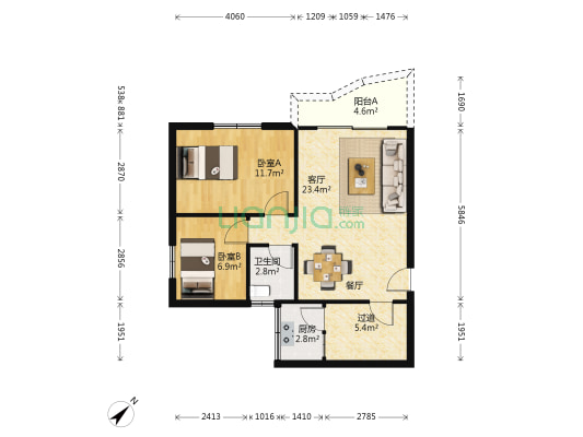 金溪花园 2室1厅1卫 69平方