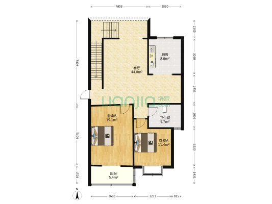 恒基名都 2室1厅1卫 180平方