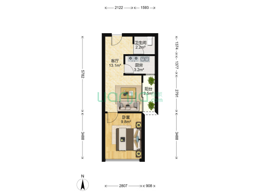 米兰第2季 1室1厅1卫 40平方