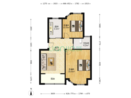 三林世博家园(新浦路199弄) 2室1厅1卫 73平方